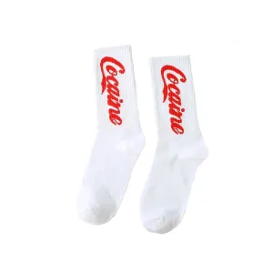 "COCAINE" Chaussettes Montantes Streetwear Blanc - URB1™