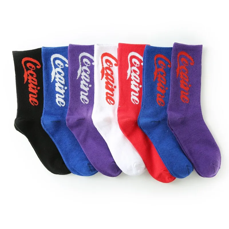 "COCAINE" Chaussettes Montantes Streetwear Blanc - URB1™