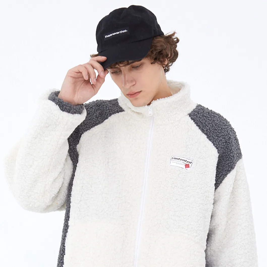 "CONTENTED" Pull Gilet à Zip Fourrure mouton Blanc - URB1™