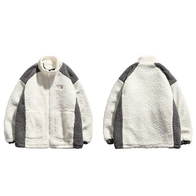 "CONTENTED" Pull Gilet à Zip Fourrure mouton Blanc - URB1™