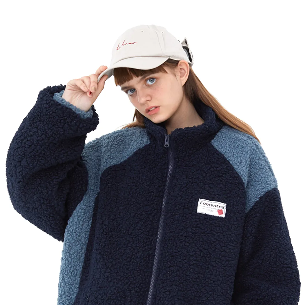 "CONTENTED" Pull Gilet à Zip Fourrure mouton Blanc - URB1™