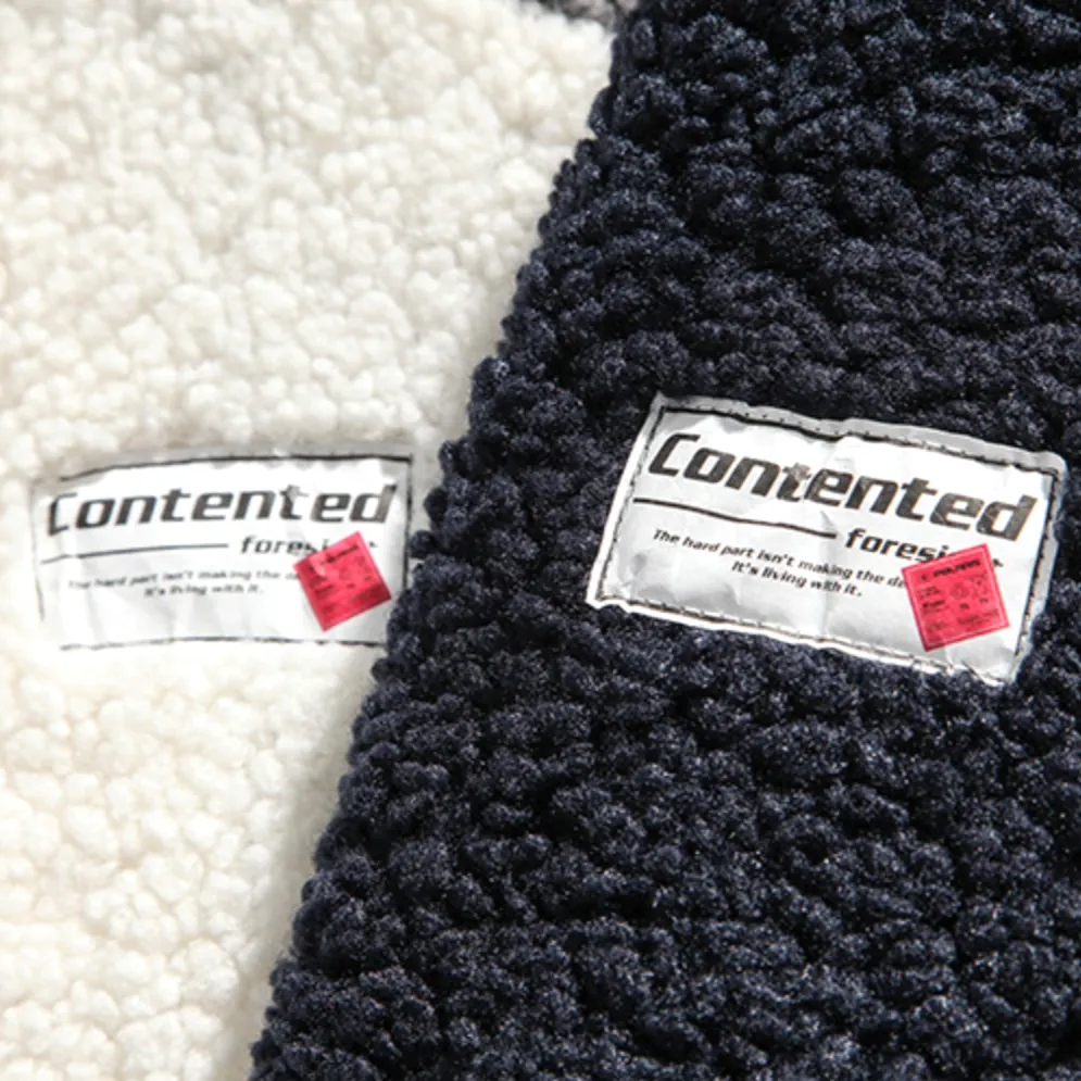 "CONTENTED" Pull Gilet à Zip Fourrure mouton Blanc - URB1™