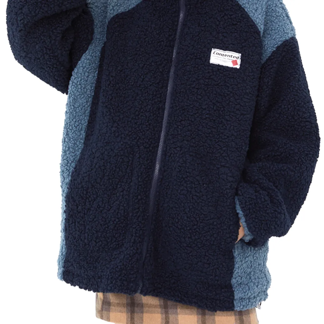 "CONTENTED" Pull Gilet à Zip Fourrure mouton Blanc - URB1™