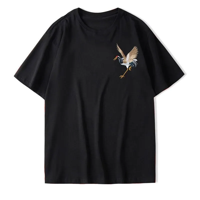 "CRANE" T-shirt Blanc Oversize Brodé - URB1™