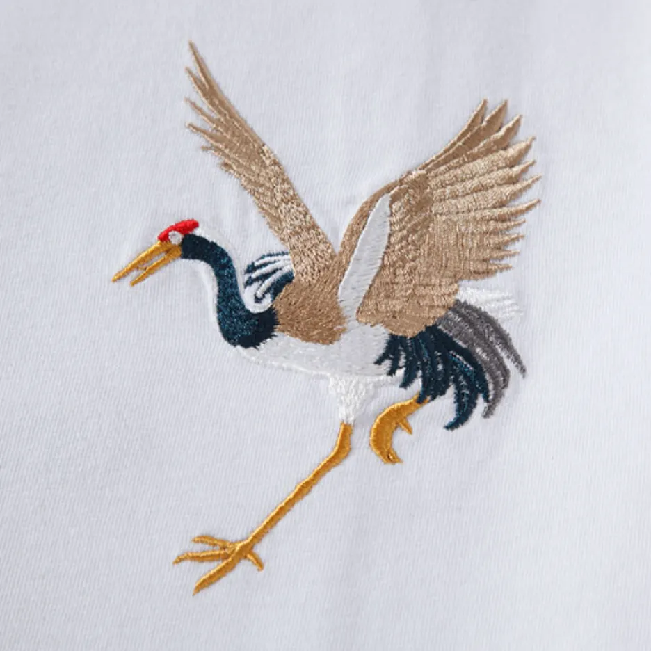 "CRANE" T-shirt Blanc Oversize Brodé - URB1™