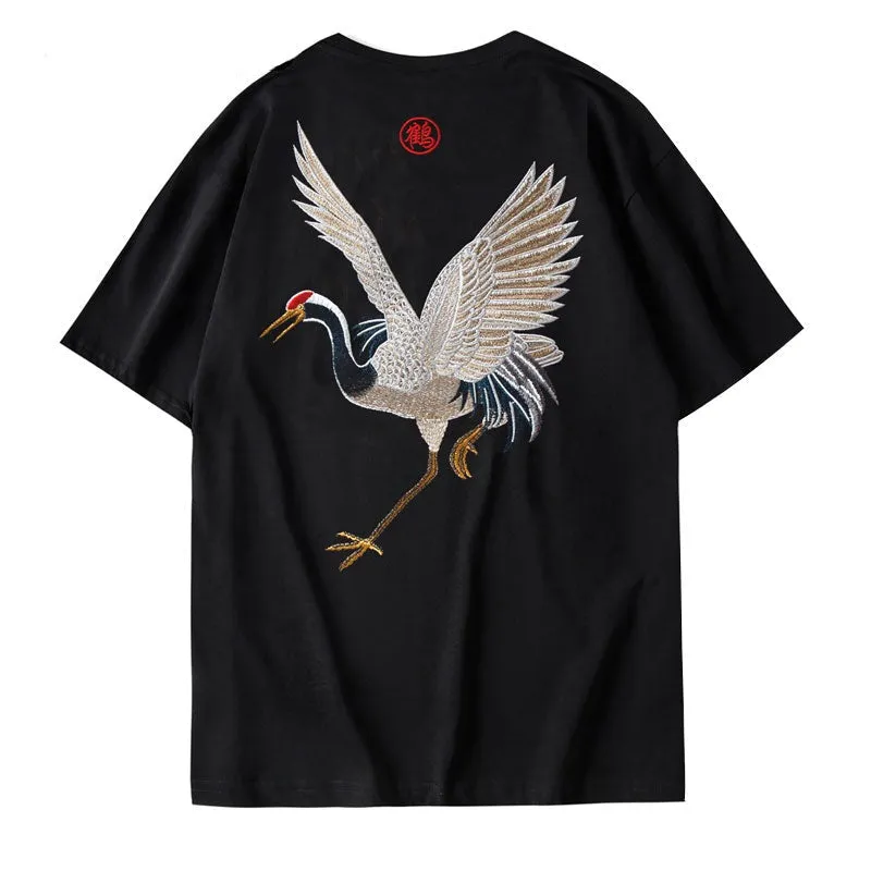 "CRANE" T-shirt Blanc Oversize Brodé - URB1™