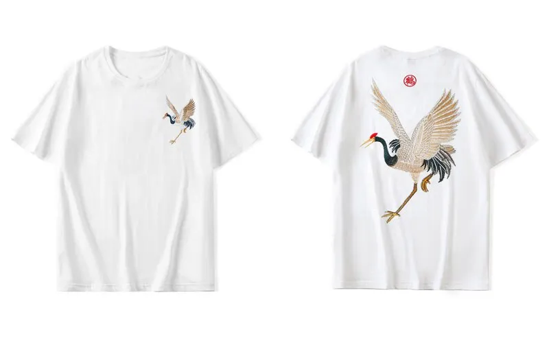 "CRANE" T-shirt Blanc Oversize Brodé - URB1™
