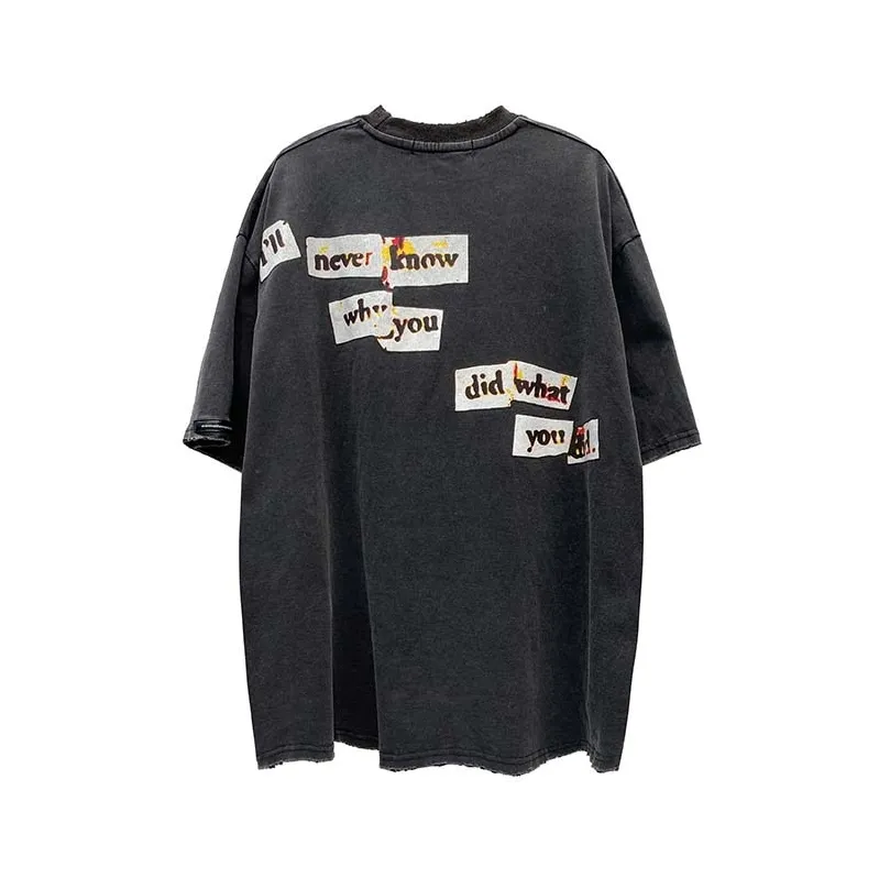 "DISTORTED" T-shirt Noir Oversize Imprimé Streetwear - URB1™