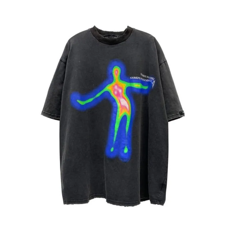 "DISTORTED" T-shirt Noir Oversize Imprimé Streetwear - URB1™