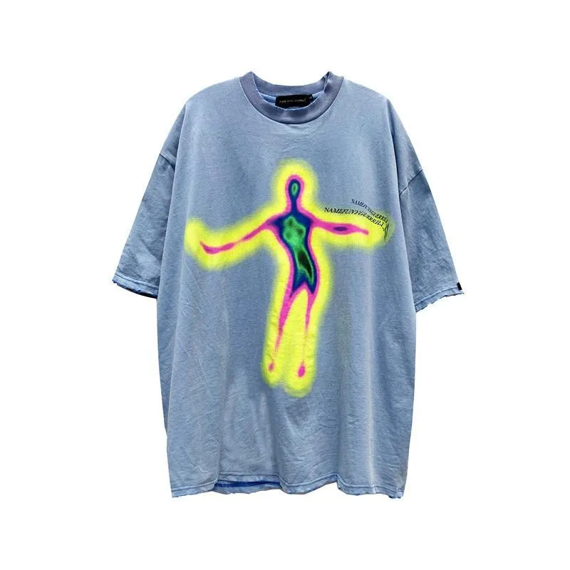 "DISTORTED" T-shirt Noir Oversize Imprimé Streetwear - URB1™