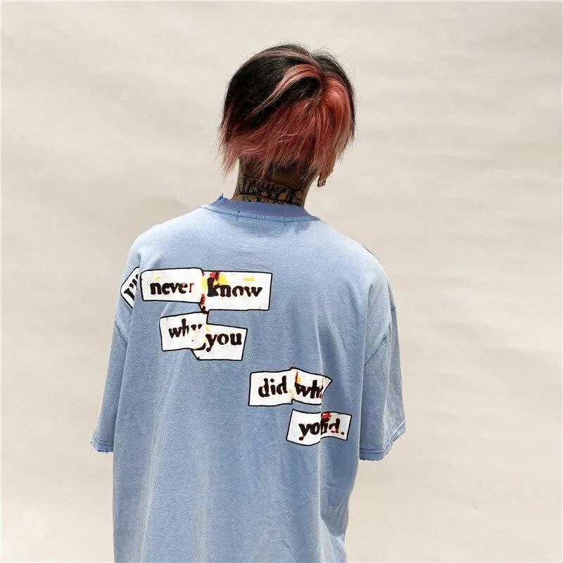 "DISTORTED" T-shirt Noir Oversize Imprimé Streetwear - URB1™