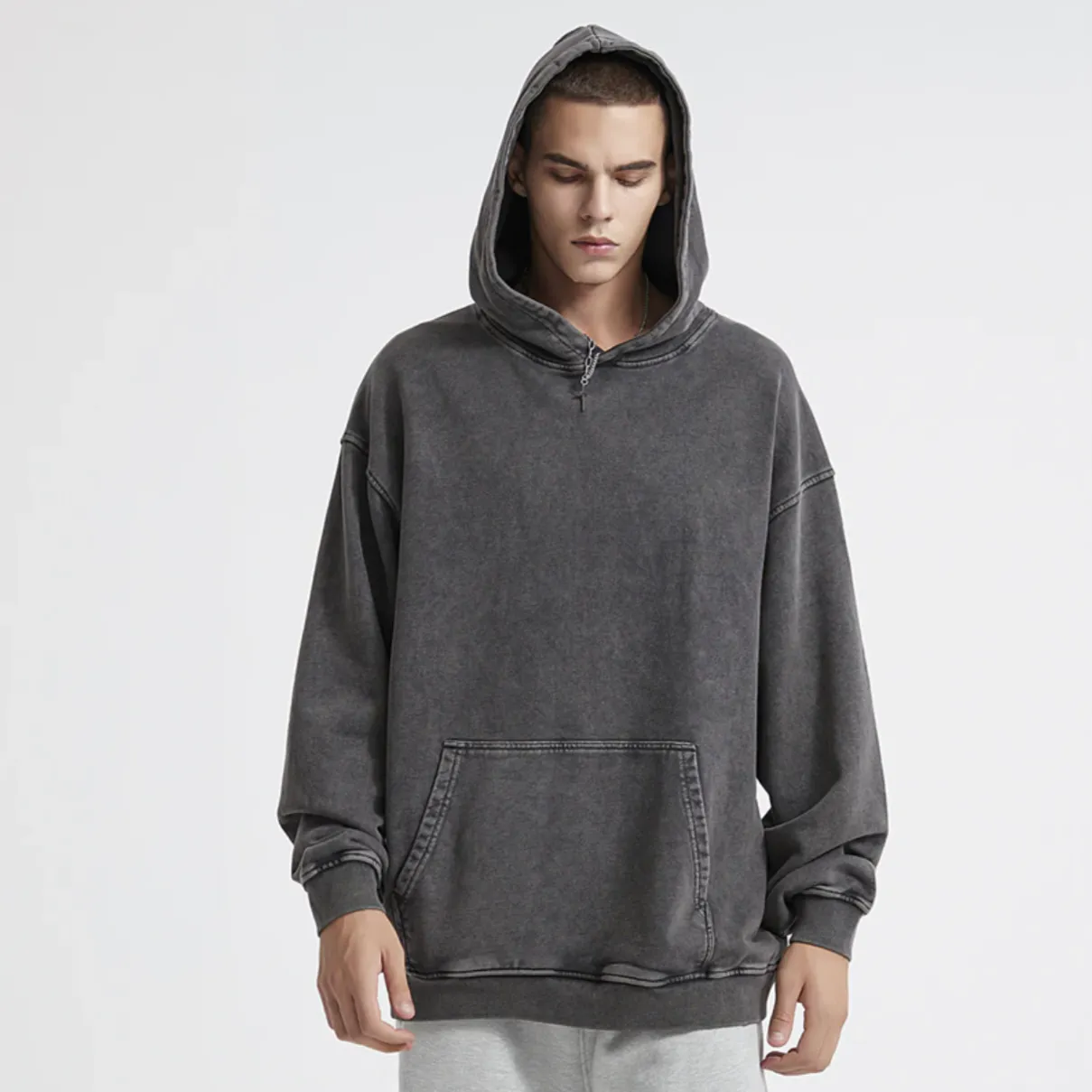 "DLVD" Sweat-shirt Hoodie à capuche Délavé Gris - URB1™