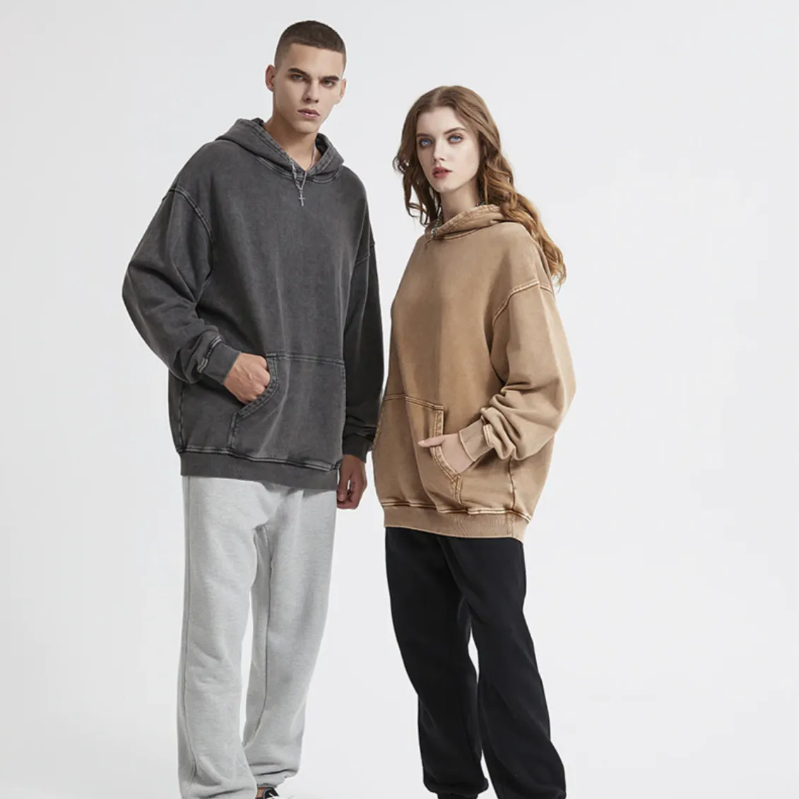 "DLVD" Sweat-shirt Hoodie à capuche Délavé Gris - URB1™