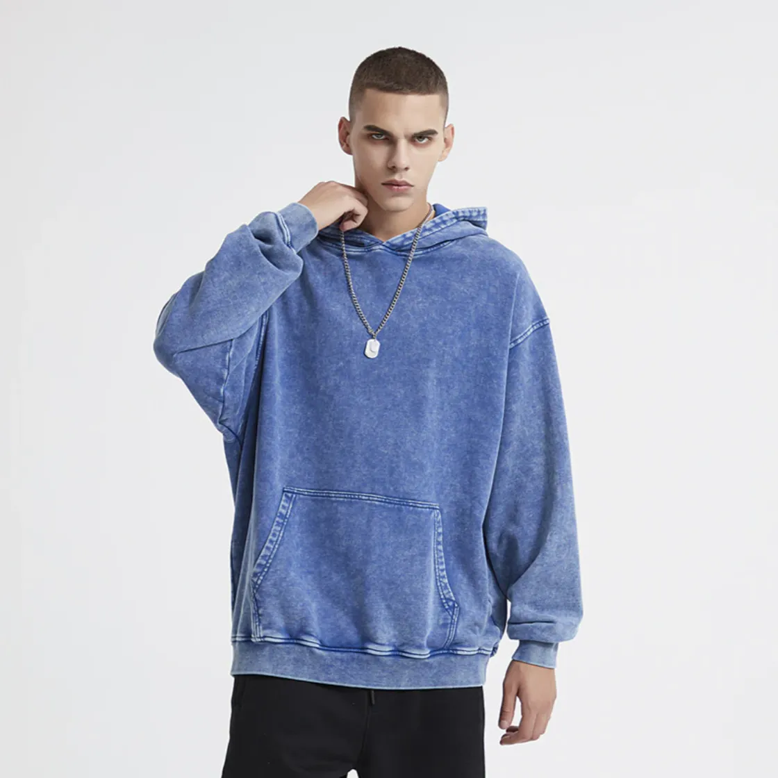 "DLVD" Sweat-shirt Hoodie à capuche Délavé Gris - URB1™