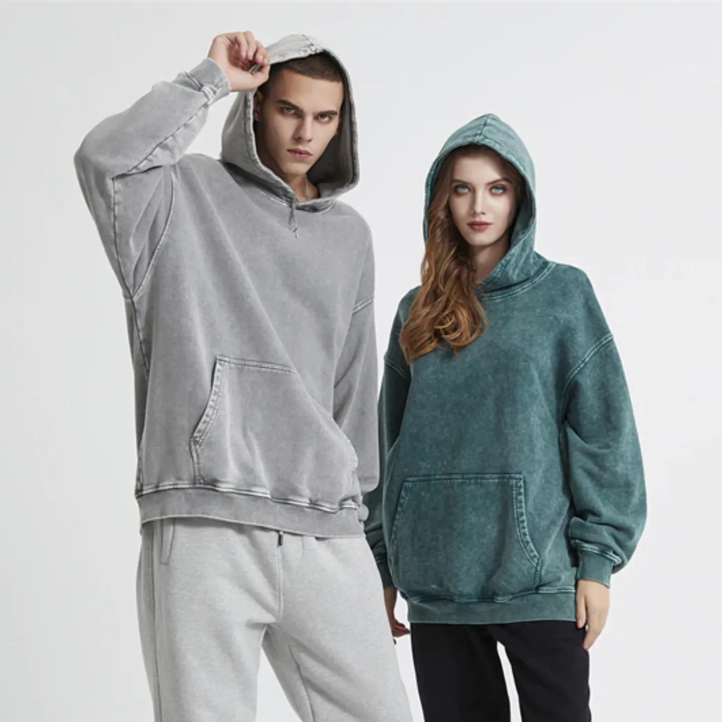 "DLVD" Sweat-shirt Hoodie à capuche Délavé Gris - URB1™