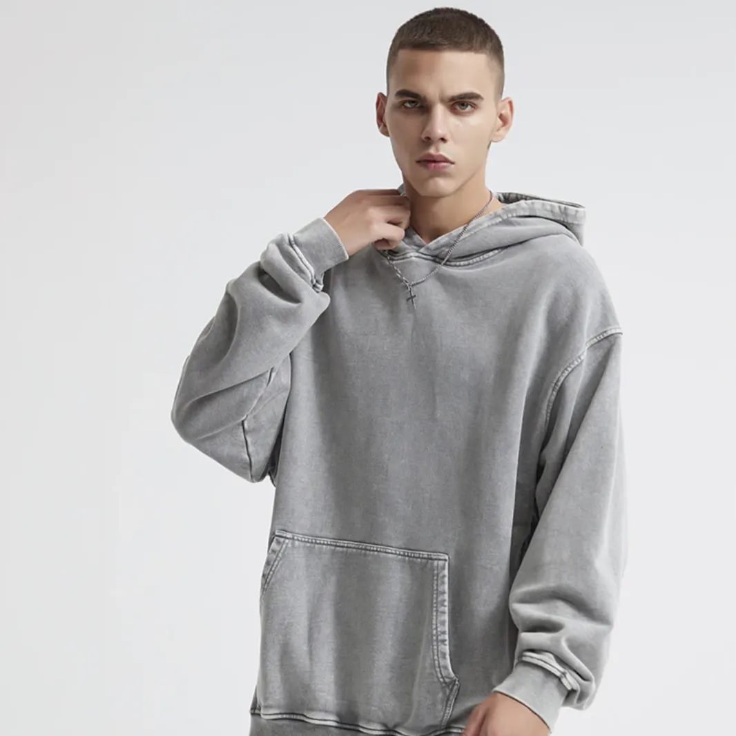 "DLVD" Sweat-shirt Hoodie à capuche Délavé Gris - URB1™