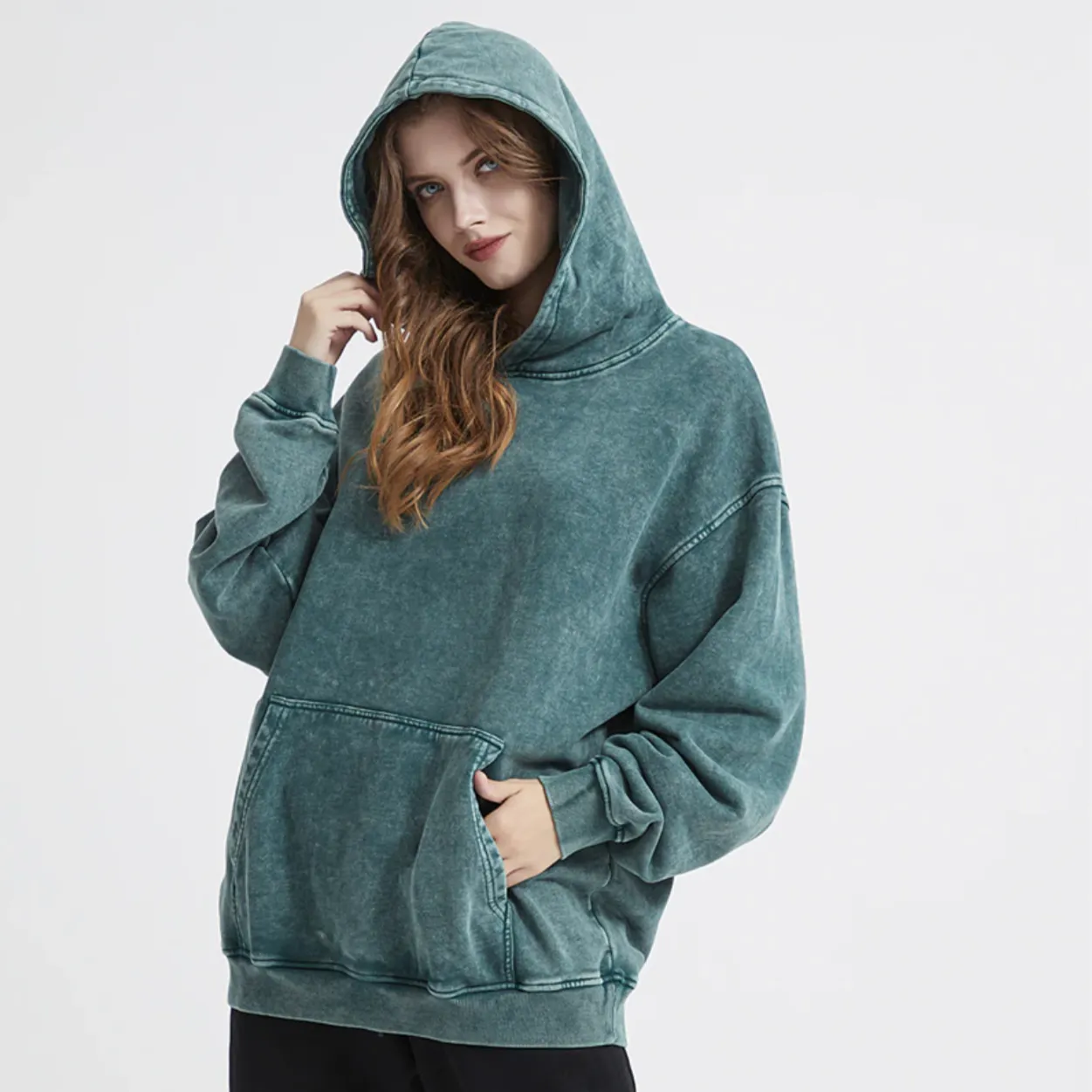 "DLVD" Sweat-shirt Hoodie à capuche Délavé Gris - URB1™