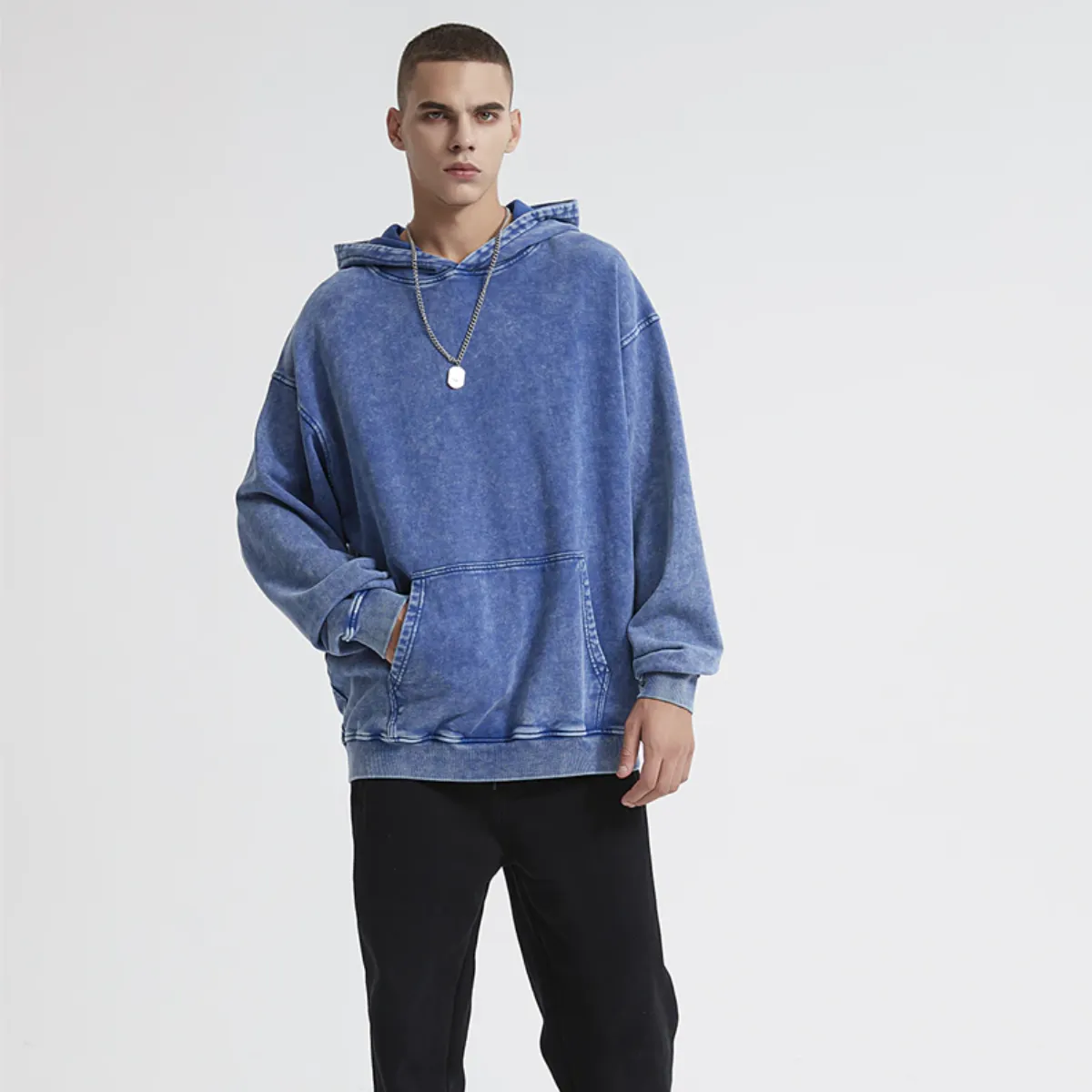 "DLVD" Sweat-shirt Hoodie à capuche Délavé Gris - URB1™