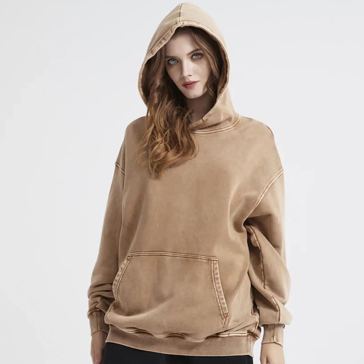 "DLVD" Sweat-shirt Hoodie à capuche Délavé Gris - URB1™