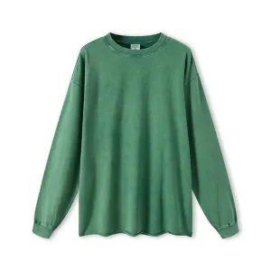 "DLVD" T-shirt Manches longues Molletonné Délavé Vert - URB1™