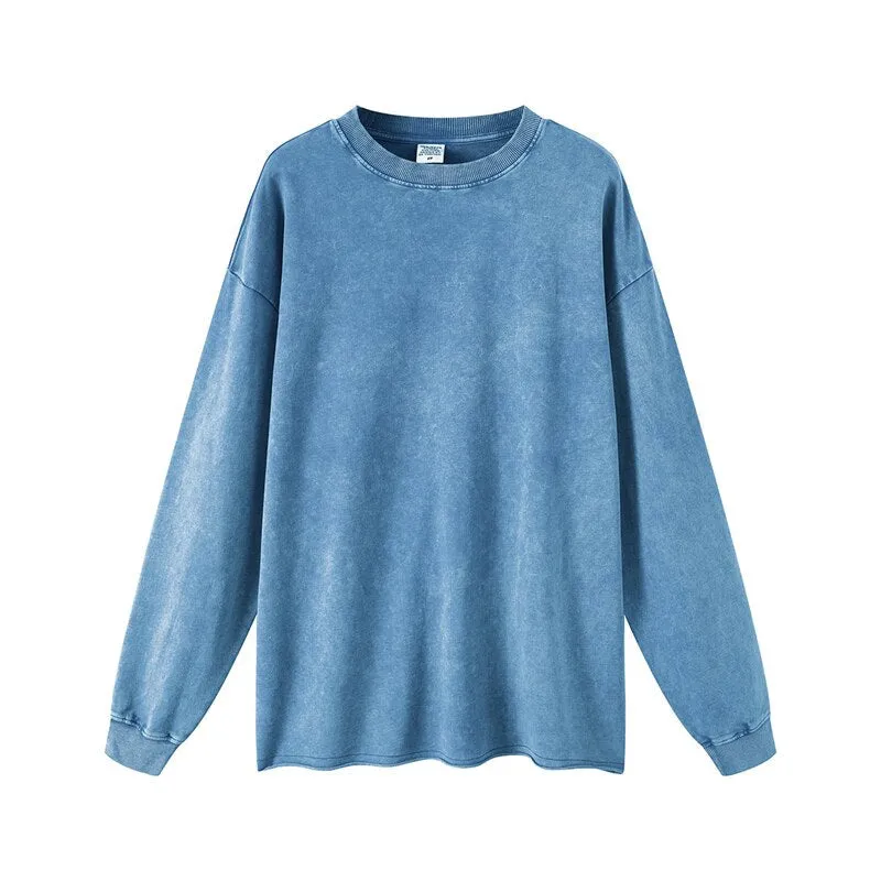 "DLVD" T-shirt Manches longues Molletonné Délavé Vert - URB1™