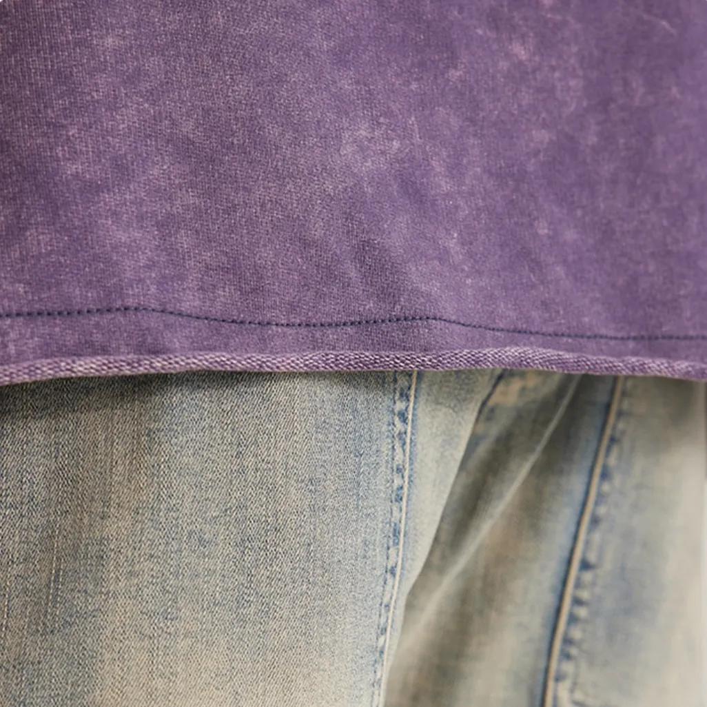 "DLVD" T-shirt Manches longues Molletonné Délavé Violet - URB1™