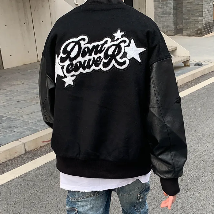 "DONT" Veste Bombers Versity Jacket Noir - URB1™