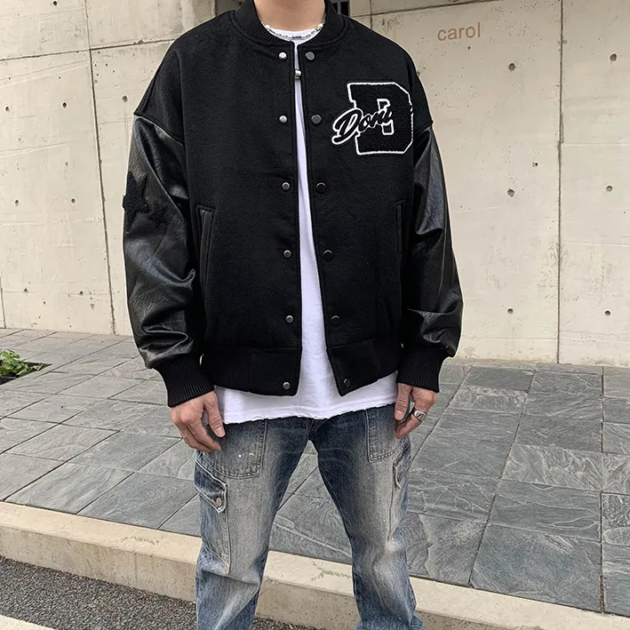 "DONT" Veste Bombers Versity Jacket Noir - URB1™