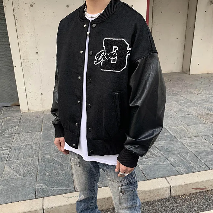 "DONT" Veste Bombers Versity Jacket Noir - URB1™
