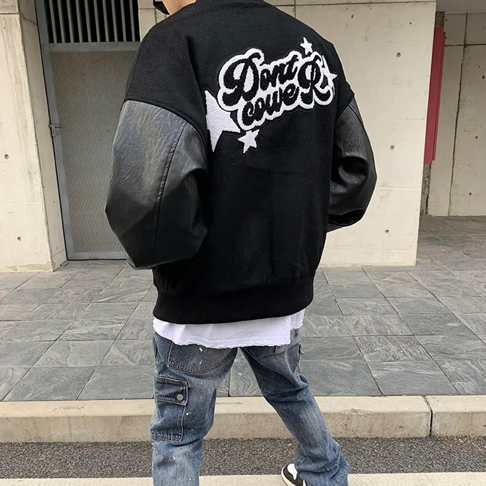 "DONT" Veste Bombers Versity Jacket Noir - URB1™