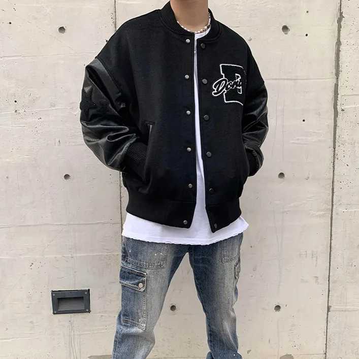 "DONT" Veste Bombers Versity Jacket Noir - URB1™