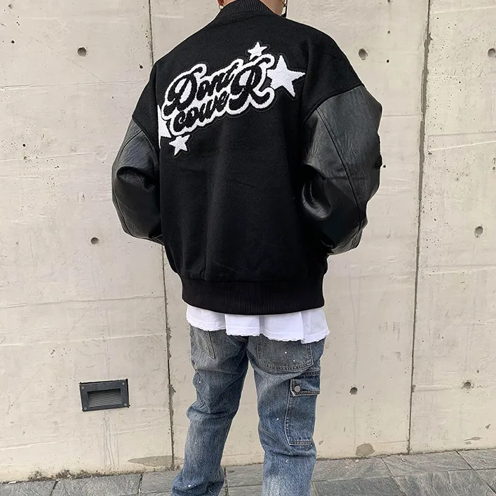 "DONT" Veste Bombers Versity Jacket Noir - URB1™