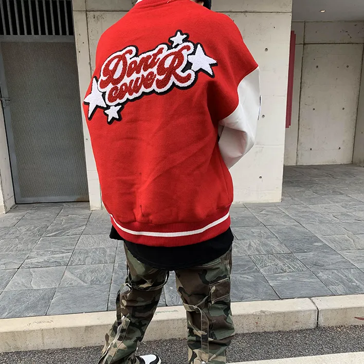 "DONT" Veste Bombers Versity Jacket Rouge - URB1™
