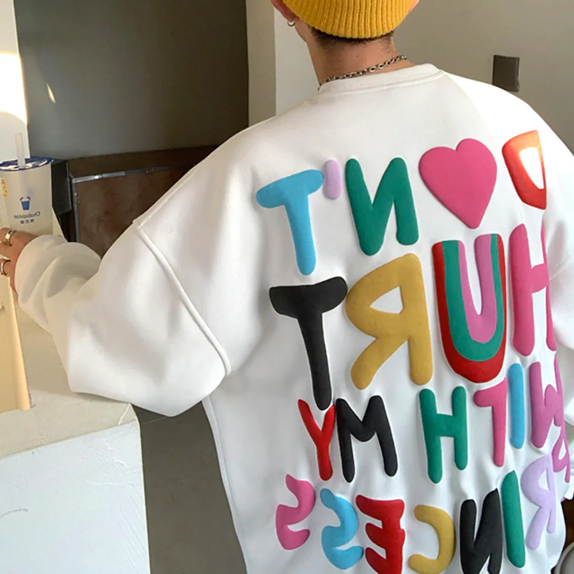 "HDRD" Sweat-shirt Hoodie imprimé coloré Blanc - URB1™