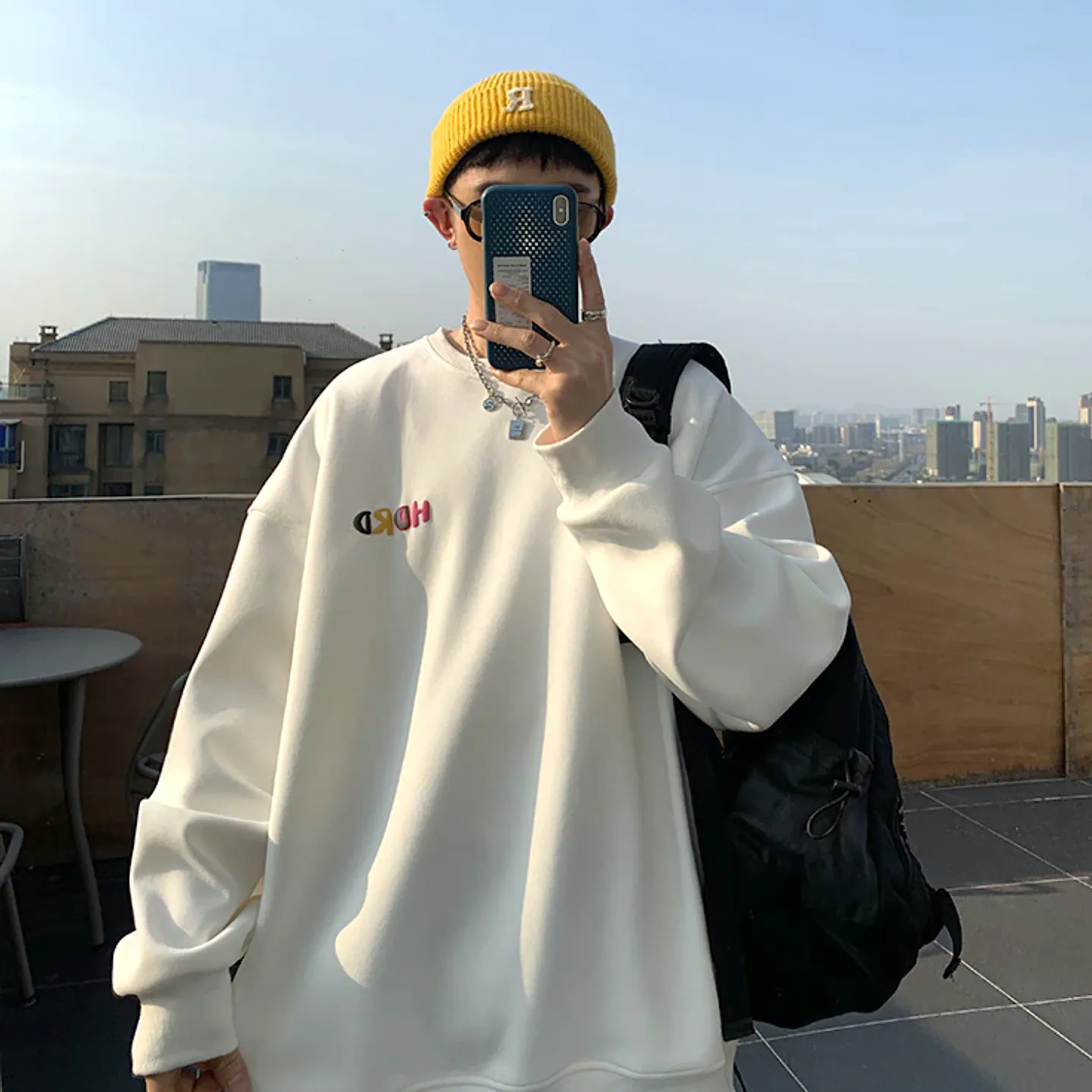 "HDRD" Sweat-shirt Hoodie imprimé coloré Blanc - URB1™