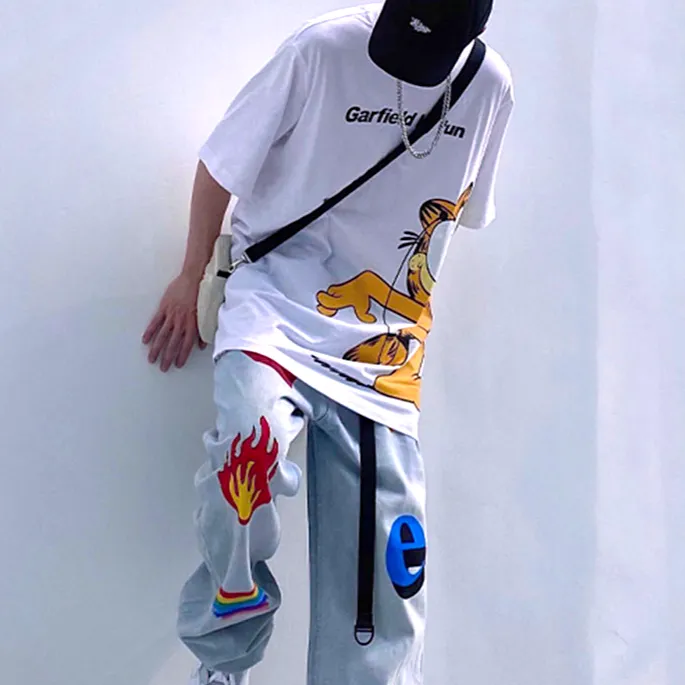 "LEGEND" Jean Denim Large Coupe droite à Imprimés - URB1™
