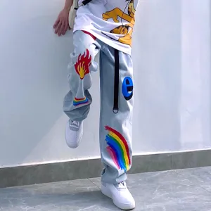 "LEGEND" Jean Denim Large Coupe droite à Imprimés - URB1™