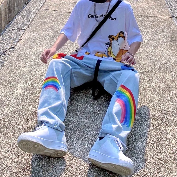 "LEGEND" Jean Denim Large Coupe droite à Imprimés - URB1™