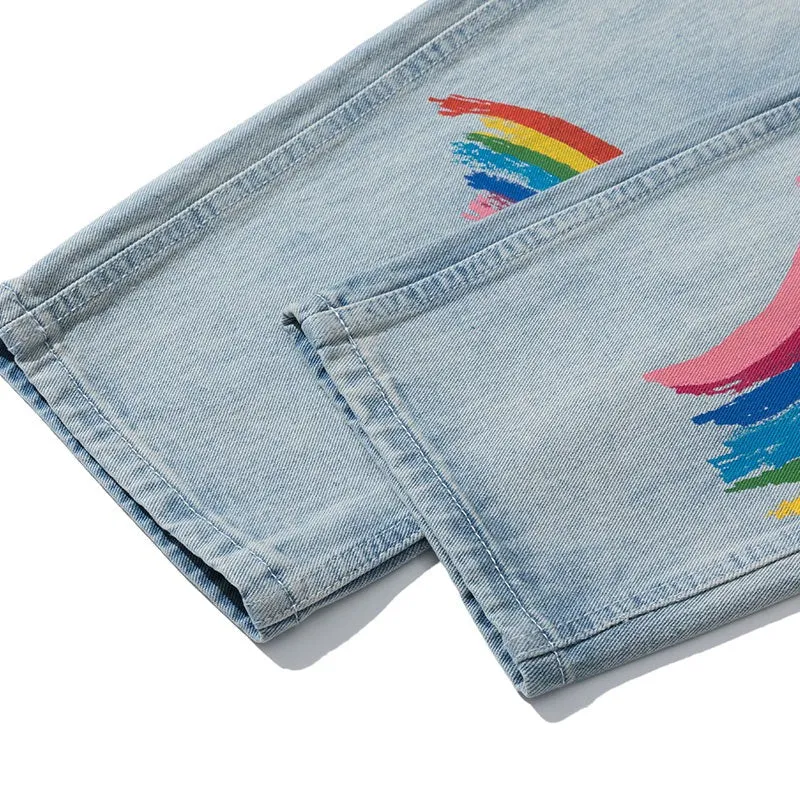 "LEGEND" Jean Denim Large Coupe droite à Imprimés - URB1™