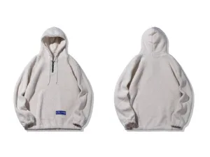 "LOBU" Sweat-shirt Hoodie à capuche Fourrure Noir - URB1™