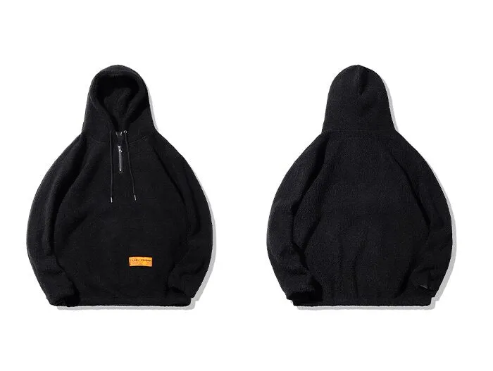 "LOBU" Sweat-shirt Hoodie à capuche Fourrure Noir - URB1™