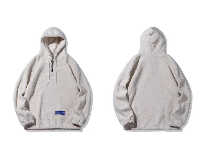 "LOBU" Sweat-shirt Hoodie à capuche Fourrure Noir - URB1™