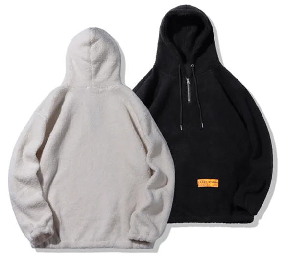 "LOBU" Sweat-shirt Hoodie à capuche Fourrure Noir - URB1™