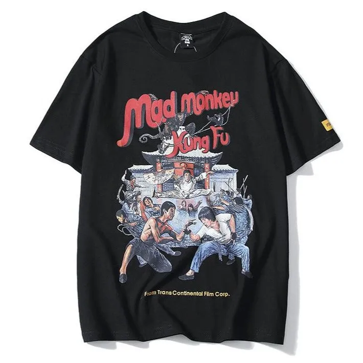 "MAD MONKEY" T-shirt Blanc imprimé streetwear - URB1™