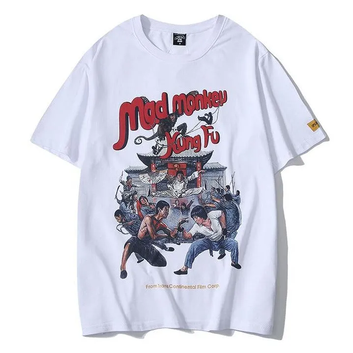 "MAD MONKEY" T-shirt Blanc imprimé streetwear - URB1™