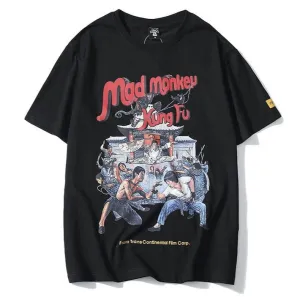 "MAD MONKEY" T-shirt Blanc imprimé streetwear - URB1™