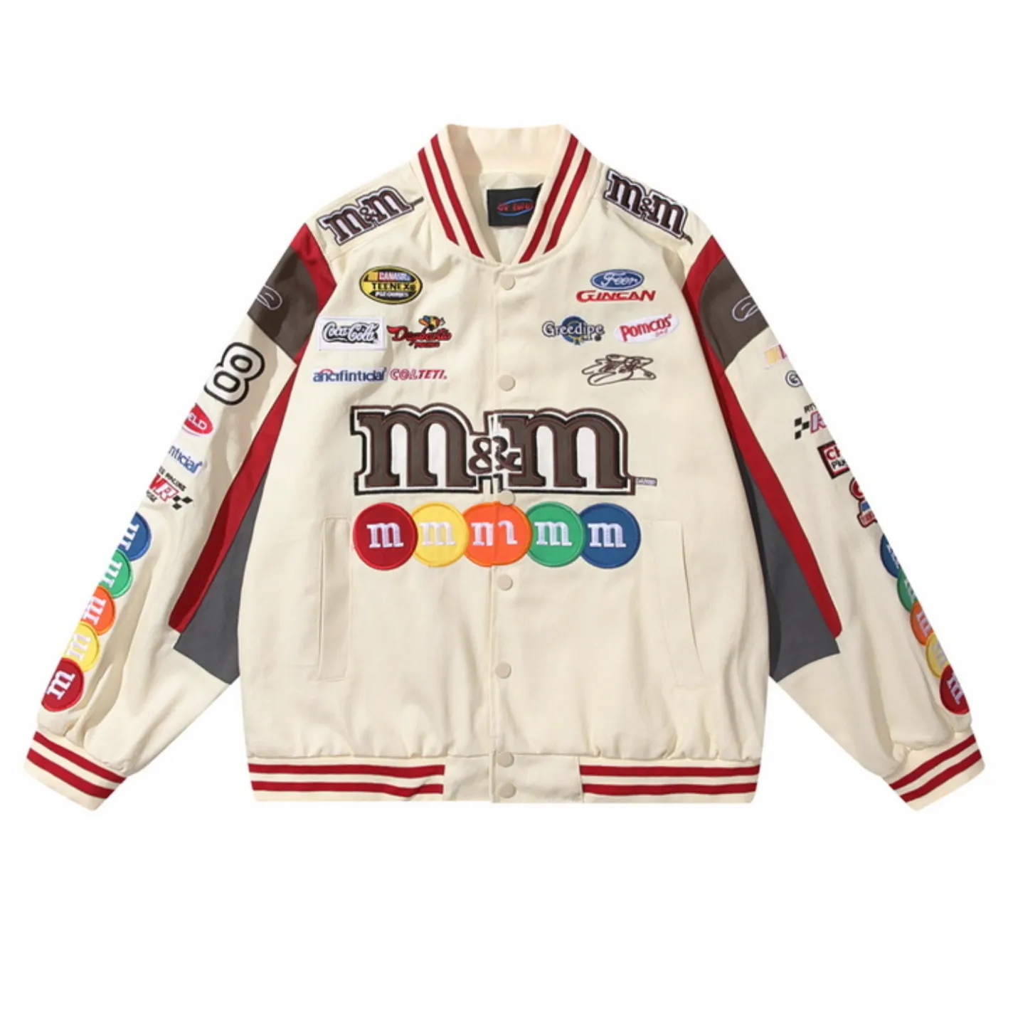 "M&M" Veste Universitaire Jacket Racing Brodée Beige - URB1™