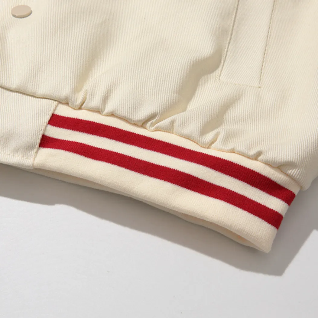 "M&M" Veste Universitaire Jacket Racing Brodée Beige - URB1™