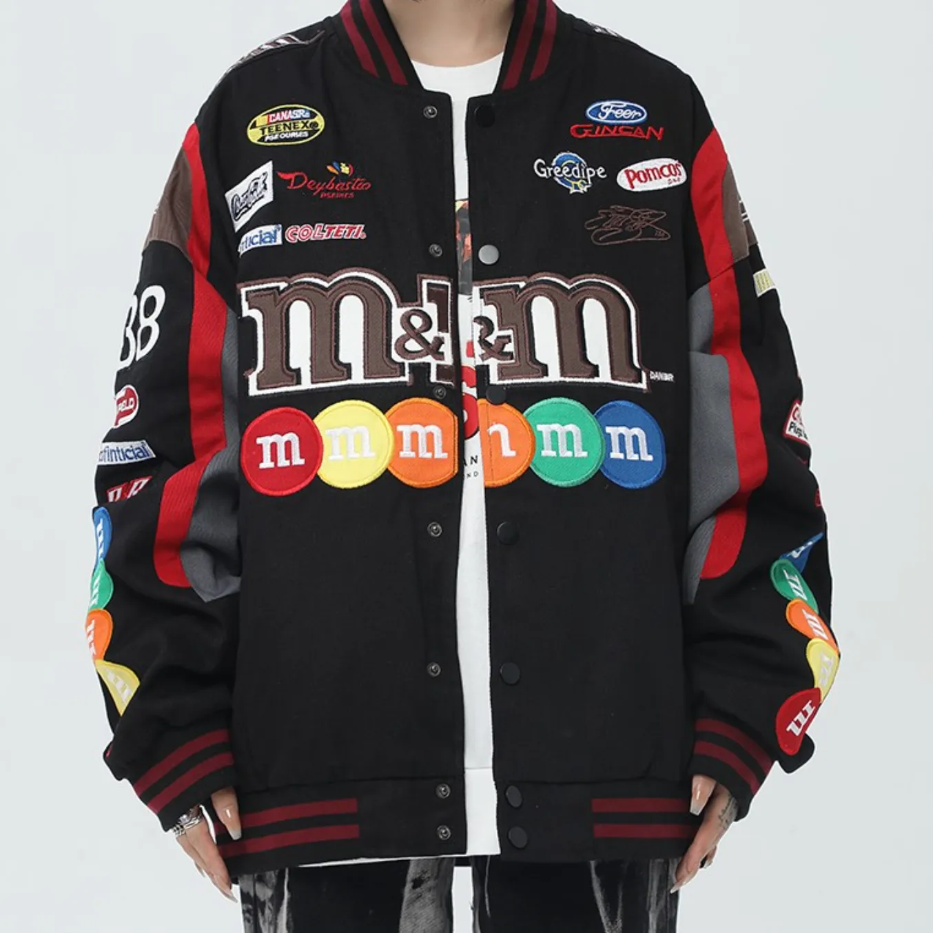 "M&M" Veste Universitaire Jacket Racing Brodée Beige - URB1™