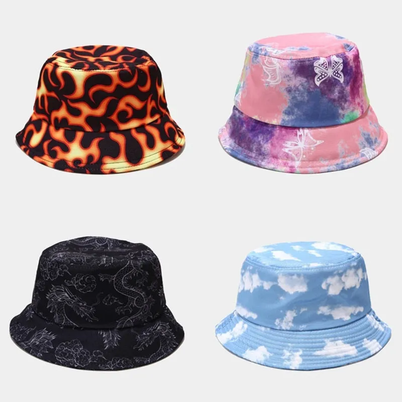 "PAPILLON" Chapeau Bob Bleu et Rose Imprimé - URB1™